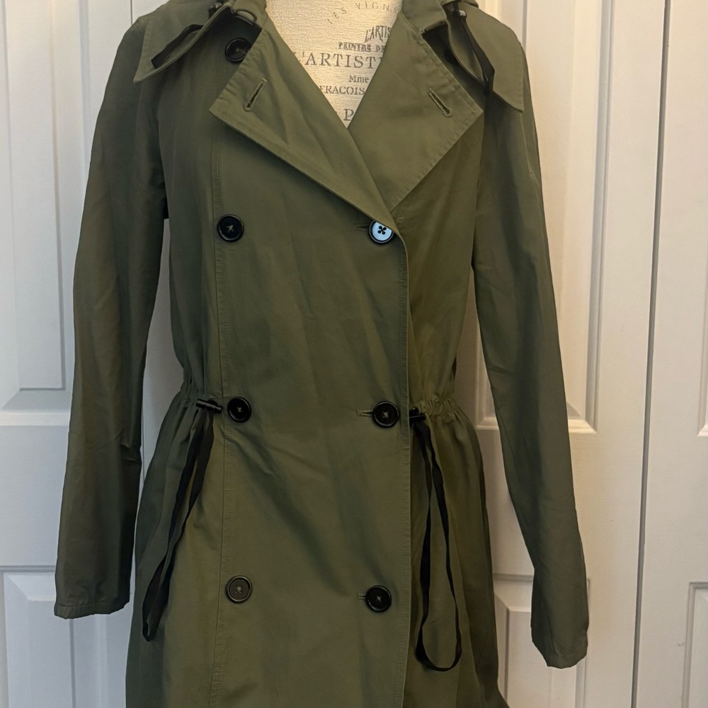 Kate Spade Olive Double-Breasted Trench Coat